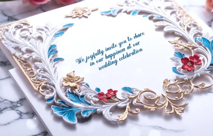 Whimsical Floral Wedding Invitation 3D Slideshow